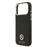 Apple iPhone 17 Pro Max Kılıf Guess Orjinal Lisanslı M-safe Şarj Özellikli Grained Yazı ve Taşlı 4G Logolu Kapak