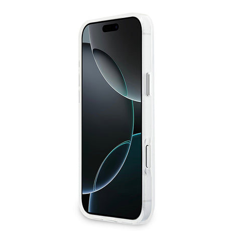Apple iPhone 17 Pro Max Kılıf Guess Orjinal Lisanslı M-safe Şarj Özellikli IML Baskılı Üçgen Logolu Metal Kamera Çerçeveli Kapak