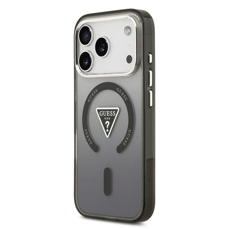 Apple iPhone 17 Pro Max Kılıf Guess Orjinal Lisanslı M-safe Şarj Özellikli IML Baskılı Üçgen Logolu Metal Kamera Çerçeveli Kapak