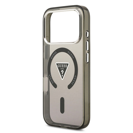 Apple iPhone 17 Pro Max Kılıf Guess Orjinal Lisanslı M-safe Şarj Özellikli IML Baskılı Üçgen Logolu Metal Kamera Çerçeveli Kapak