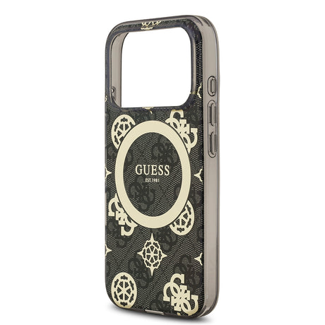 Apple iPhone 17 Pro Max Kılıf Guess Orjinal Lisanslı M-safe Şarj Özellikli IML Peony ve 4G Desenli Klasik Logolu Kapak