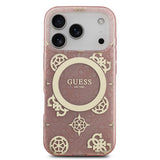 Apple iPhone 17 Pro Max Kılıf Guess Orjinal Lisanslı M-safe Şarj Özellikli IML Peony ve 4G Desenli Klasik Logolu Kapak