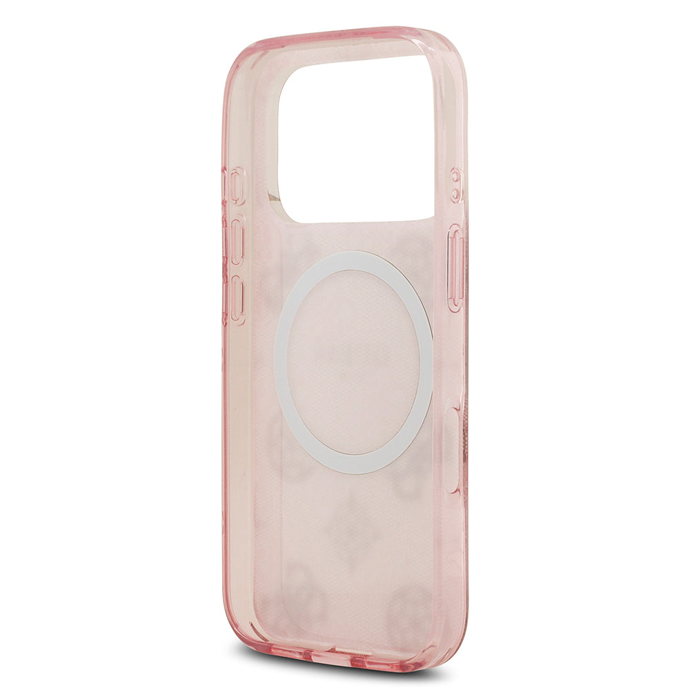 Apple iPhone 17 Pro Max Kılıf Guess Orjinal Lisanslı M-safe Şarj Özellikli IML Peony ve 4G Desenli Klasik Logolu Kapak