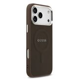 Apple iPhone 17 Pro Max Kılıf Guess Orjinal Lisanslı M-safe Şarj Özellikli Klasik Yazı Logolu PU Deri Kapak