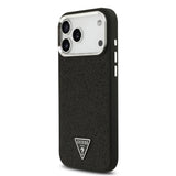 Apple iPhone 17 Pro Max Kılıf Guess Orjinal Lisanslı M-safe Şarj Özellikli Metal Kamera Çerçeveli Üçgen Logolu Glitter Kapak