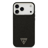 Apple iPhone 17 Pro Max Kılıf Guess Orjinal Lisanslı M-safe Şarj Özellikli Metal Kamera Çerçeveli Üçgen Logolu Glitter Kapak