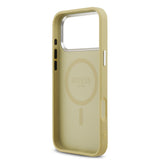 Apple iPhone 17 Pro Max Kılıf Guess Orjinal Lisanslı M-safe Şarj Özellikli Metal Kamera Çerçeveli Üçgen Logolu Glitter Kapak