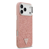 Apple iPhone 17 Pro Max Kılıf Guess Orjinal Lisanslı M-safe Şarj Özellikli Metal Kamera Çerçeveli Üçgen Logolu Glitter Kapak