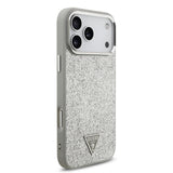 Apple iPhone 17 Pro Max Kılıf Guess Orjinal Lisanslı M-safe Şarj Özellikli Metal Kamera Çerçeveli Üçgen Logolu Glitter Kapak