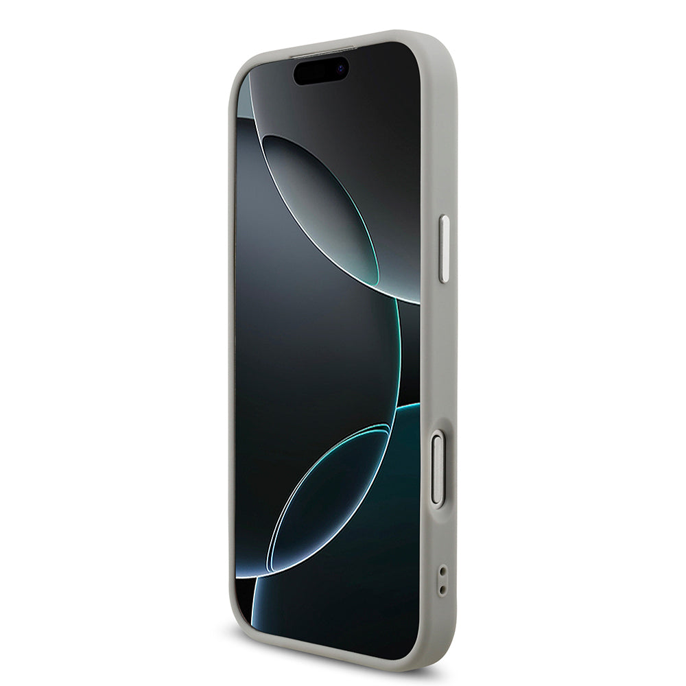 Apple iPhone 17 Pro Max Kılıf Guess Orjinal Lisanslı M-safe Şarj Özellikli Metal Kamera Çerçeveli Üçgen Logolu Glitter Kapak