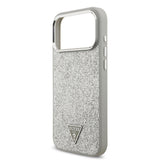 Apple iPhone 17 Pro Max Kılıf Guess Orjinal Lisanslı M-safe Şarj Özellikli Metal Kamera Çerçeveli Üçgen Logolu Glitter Kapak