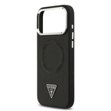 Apple iPhone 17 Pro Max Kılıf Guess Orjinal Lisanslı M-safe Şarj Özellikli PU Deri Metal Kamera Çerçeveli Üçgen Logolu Kapak