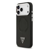 Apple iPhone 17 Pro Max Kılıf Guess Orjinal Lisanslı M-safe Şarj Özellikli PU Deri Metal Kamera Çerçeveli Üçgen Logolu Kapak