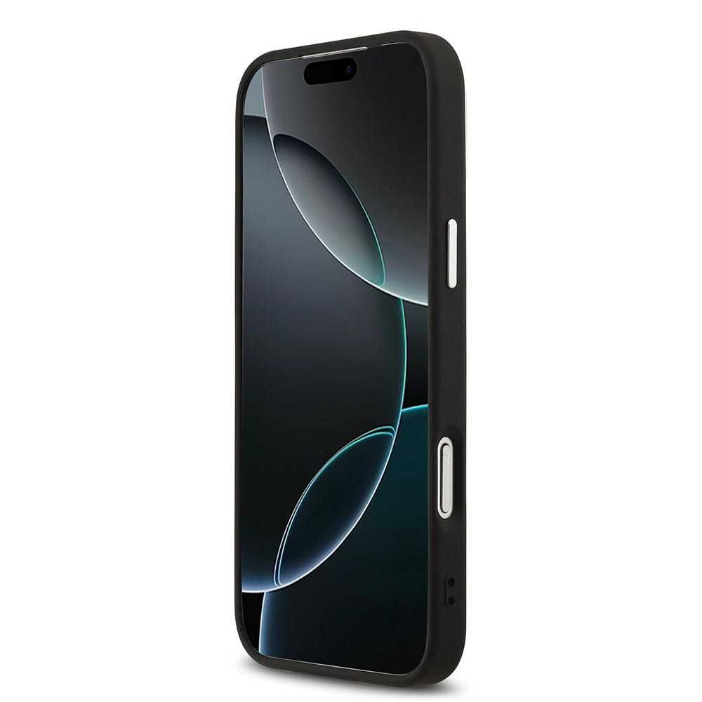 Apple iPhone 17 Pro Max Kılıf Guess Orjinal Lisanslı M-safe Şarj Özellikli PU Deri Metal Kamera Çerçeveli Üçgen Logolu Kapak