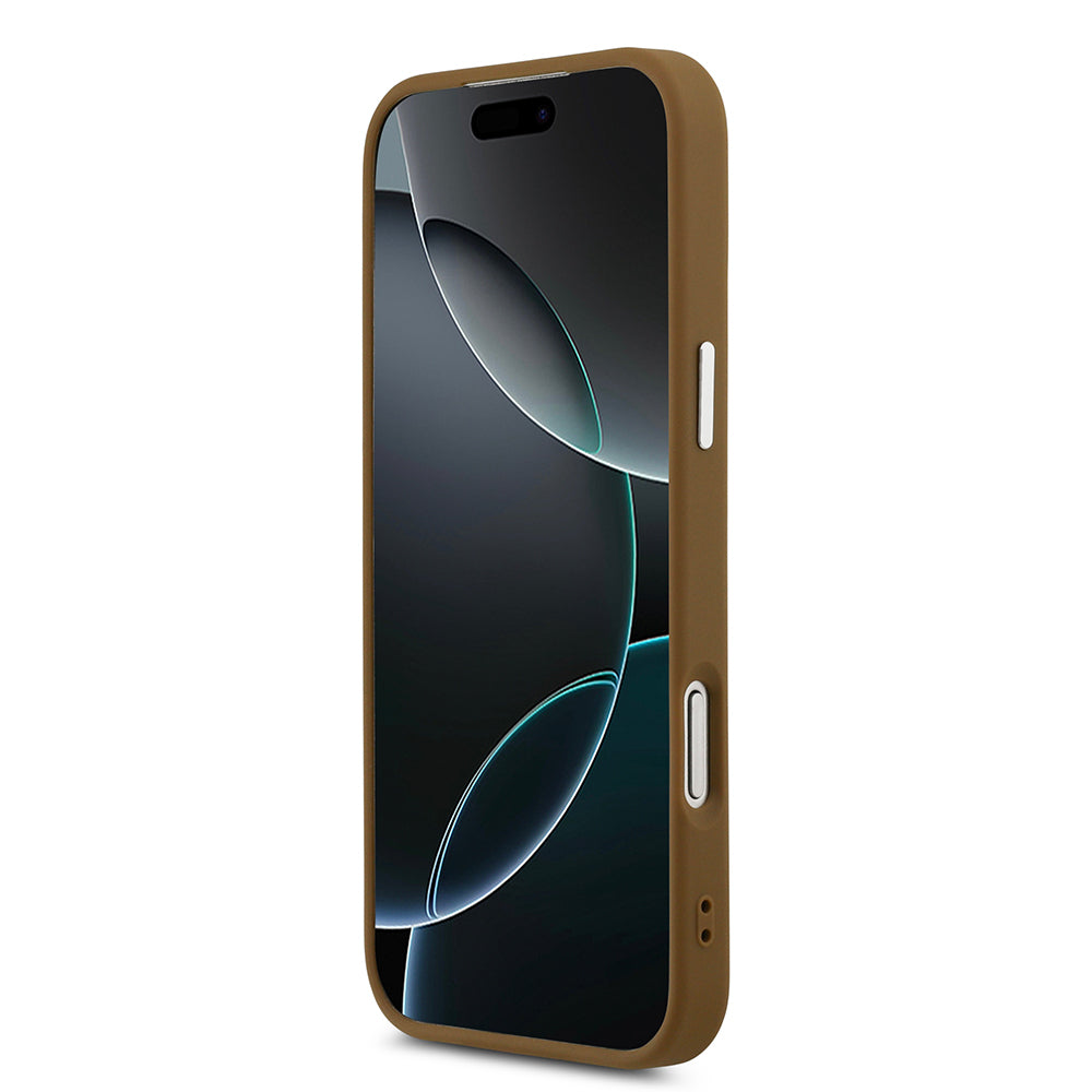 Apple iPhone 17 Pro Max Kılıf Guess Orjinal Lisanslı M-safe Şarj Özellikli PU Deri Metal Kamera Çerçeveli Üçgen Logolu Kapak