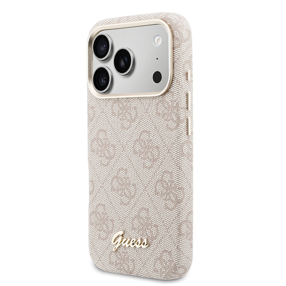 Apple iPhone 17 Pro Max Kılıf Guess Orjinal Lisanslı M-safe Şarj Özellikli Script Yazı Logolu 4G Desenli Kapak