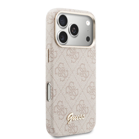 Apple iPhone 17 Pro Max Kılıf Guess Orjinal Lisanslı M-safe Şarj Özellikli Script Yazı Logolu 4G Desenli Kapak