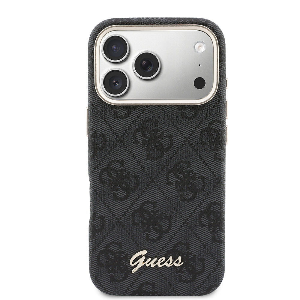 Apple iPhone 17 Pro Max Kılıf Guess Orjinal Lisanslı M-safe Şarj Özellikli Script Yazı Logolu 4G Desenli Kapak