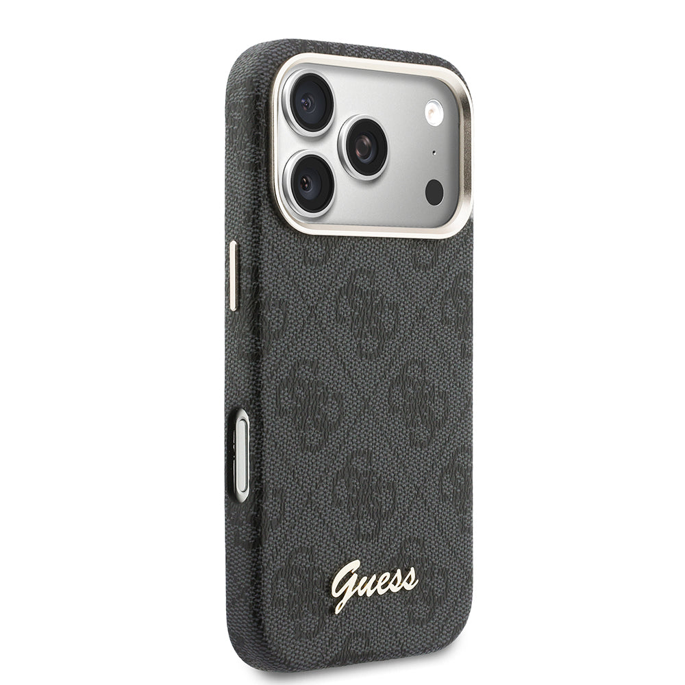 Apple iPhone 17 Pro Max Kılıf Guess Orjinal Lisanslı M-safe Şarj Özellikli Script Yazı Logolu 4G Desenli Kapak