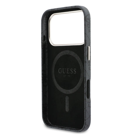 Apple iPhone 17 Pro Max Kılıf Guess Orjinal Lisanslı M-safe Şarj Özellikli Script Yazı Logolu 4G Desenli Kapak