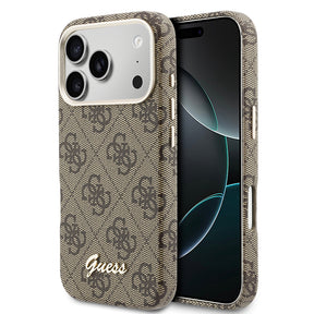Apple iPhone 17 Pro Max Kılıf Guess Orjinal Lisanslı M-safe Şarj Özellikli Script Yazı Logolu 4G Desenli Kapak