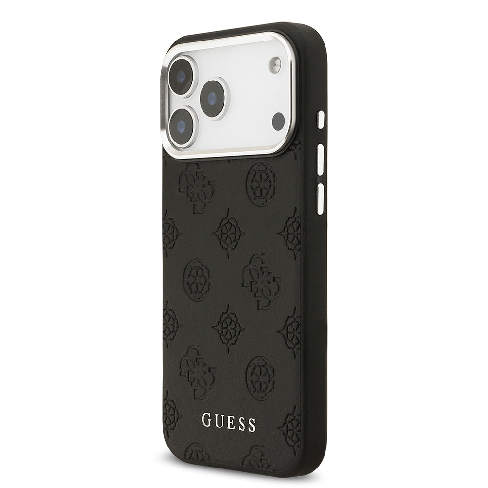 Apple iPhone 17 Pro Max Kılıf Guess Orjinal Lisanslı M-safe Şarj Özellikli Sıcak Baskılı Klasik Yazı Logolu PU Deri Peony Kapak
