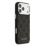 Apple iPhone 17 Pro Max Kılıf Guess Orjinal Lisanslı M-safe Şarj Özellikli Sıcak Baskılı Klasik Yazı Logolu PU Deri Peony Kapak