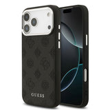 Apple iPhone 17 Pro Max Kılıf Guess Orjinal Lisanslı M-safe Şarj Özellikli Sıcak Baskılı Klasik Yazı Logolu PU Deri Peony Kapak