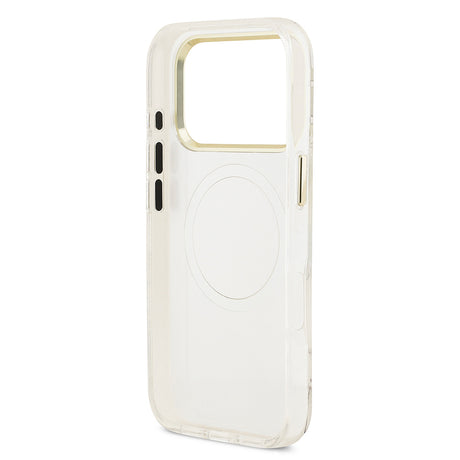 Apple iPhone 17 Pro Max Kılıf Guess Orjinal Lisanslı M-safe Şarj Özellikli Simli Çiçek Desenli Metal Kamera Çerçeveli Üçgen Logolu Kapak