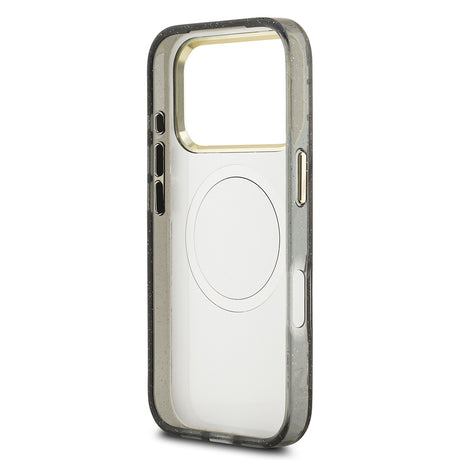 Apple iPhone 17 Pro Max Kılıf Guess Orjinal Lisanslı M-safe Şarj Özellikli Simli Çiçek Desenli Metal Kamera Çerçeveli Üçgen Logolu Kapak