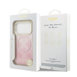 Apple iPhone 17 Pro Max Kılıf Guess Orjinal Lisanslı M-safe Şarj Özellikli Simli Peony Desenli Silikon Kapak
