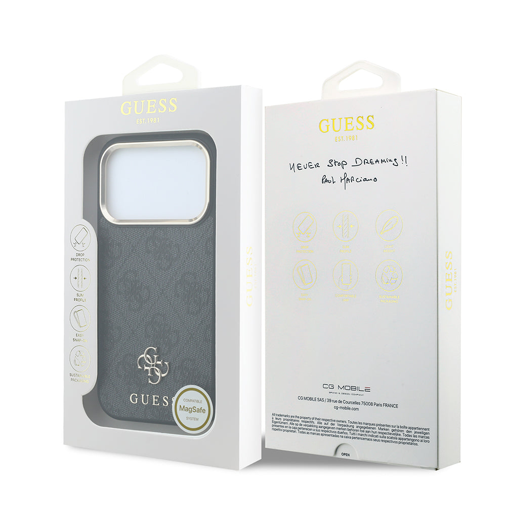 Apple iPhone 17 Pro Max Kılıf Guess Orjinal Lisanslı M-safe Şarj Özellikli Small 4G Classic Logolu Kapak
