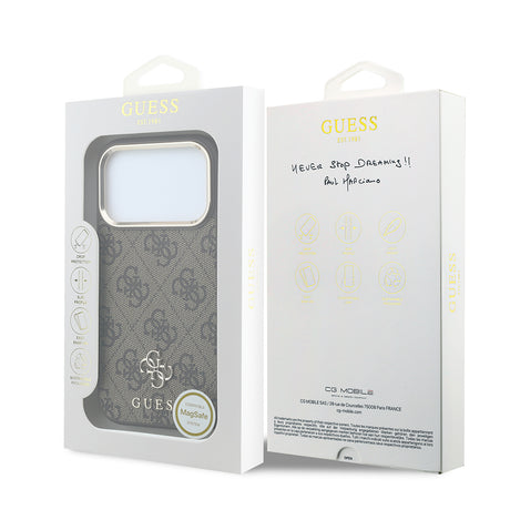 Apple iPhone 17 Pro Max Kılıf Guess Orjinal Lisanslı M-safe Şarj Özellikli Small 4G Classic Logolu Kapak