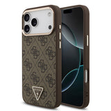Apple iPhone 17 Pro Max Kılıf Guess Orjinal Lisanslı M-safe Şarj Özellikli Taşlı Üçgen Logo 4G Desenli Kapak