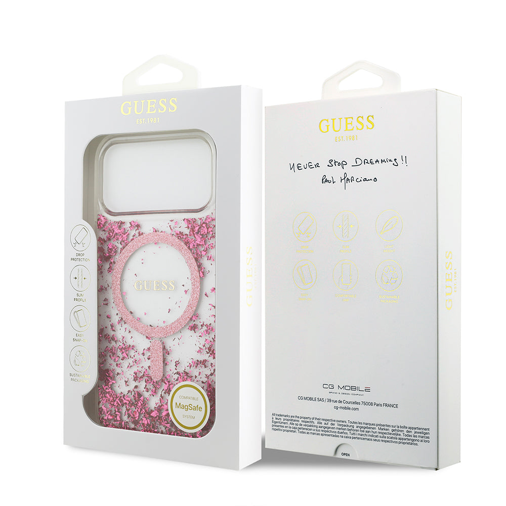 Apple iPhone 17 Pro Max Kılıf Guess Orjinal Lisanslı M-safe Şarj Özellikli Transparan Resin Bottom Kapak