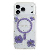 Apple iPhone 17 Pro Max Kılıf Guess Orjinal Lisanslı M-safe Şarj Özellikli Transparan Resin Flowers Kapak