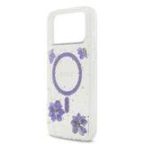 Apple iPhone 17 Pro Max Kılıf Guess Orjinal Lisanslı M-safe Şarj Özellikli Transparan Resin Flowers Kapak
