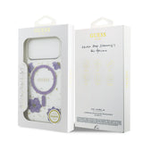 Apple iPhone 17 Pro Max Kılıf Guess Orjinal Lisanslı M-safe Şarj Özellikli Transparan Resin Flowers Kapak