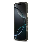 Apple iPhone 17 Pro Max Kılıf Guess Orjinal Lisanslı M-safe Şarj Özellikli Üçgen Logolu Simli Leopar Desenli Kapak