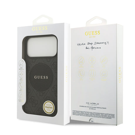 Apple iPhone 17 Pro Max Kılıf Guess Orjinal Lisanslı M-safe Şarj Özellikli Yazı Logolu Circle Classic Kapak