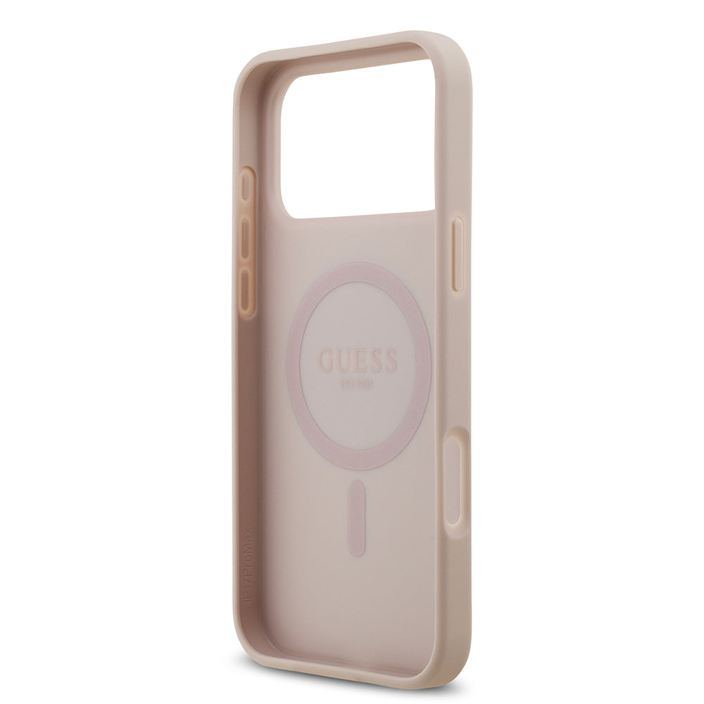 Apple iPhone 17 Pro Max Kılıf Guess Orjinal Lisanslı M-safe Şarj Özellikli Yazı Logolu Circle Classic Kapak