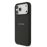 Apple iPhone 17 Pro Max Kılıf Guess Orjinal Lisanslı M-safe Şarj Özellikli Yazı Logolu PU Deri Kapak