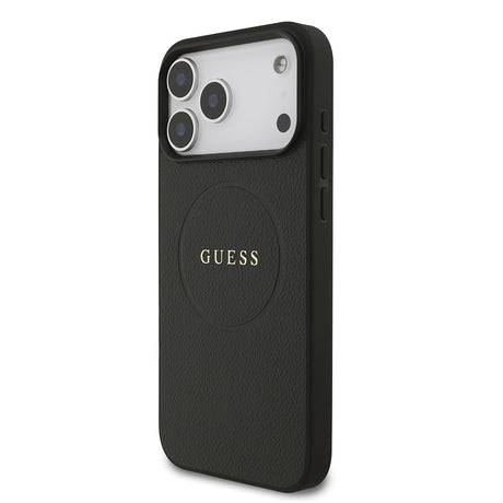 Apple iPhone 17 Pro Max Kılıf Guess Orjinal Lisanslı M-safe Şarj Özellikli Yazı Logolu PU Deri Kapak