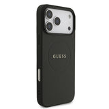 Apple iPhone 17 Pro Max Kılıf Guess Orjinal Lisanslı M-safe Şarj Özellikli Yazı Logolu PU Deri Kapak