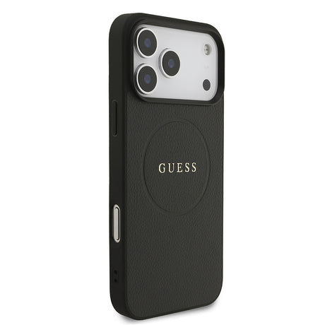 Apple iPhone 17 Pro Max Kılıf Guess Orjinal Lisanslı M-safe Şarj Özellikli Yazı Logolu PU Deri Kapak