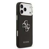 Apple iPhone 17 Pro Max Kılıf Guess Orjinal Lisanslı Metal Kamera Çerçeveli Metal Büyük 4G ve Yazı Logolu PU Deri Kapak