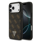 Apple iPhone 17 Pro Max Kılıf Guess Orjinal Lisanslı PU Deri 4G Desenli Üçgen Logolu Kapak