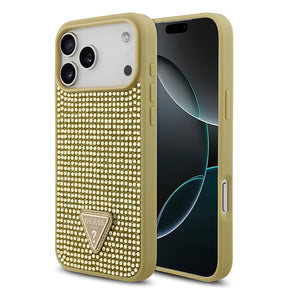 Apple iPhone 17 Pro Max Kılıf Guess Orjinal Lisanslı Taşlı Arka Yüzey Üçgen Logolu Kapak