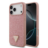 Apple iPhone 17 Pro Max Kılıf Guess Orjinal Lisanslı Taşlı Arka Yüzey Üçgen Logolu Kapak