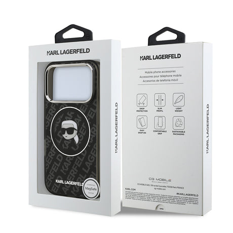 Apple iPhone 17 Pro Max Kılıf Karl Lagerfeld Orjinal Lisanslı IML Baskılı KL Heads Kapak